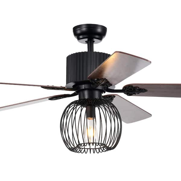 Warehouse of Tiffany Aguano 52 in. Black Indoor Remote Controlled Ceiling Fan with Light Kit