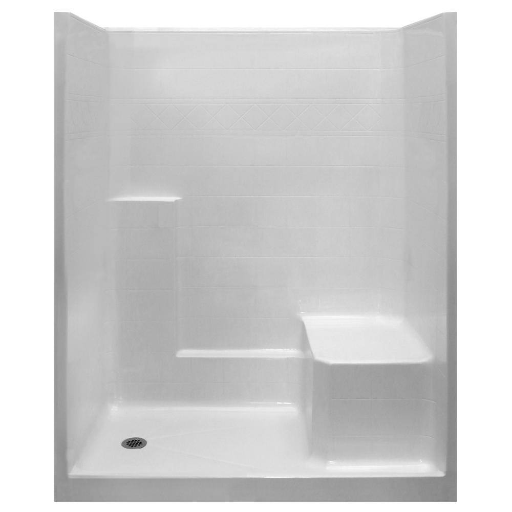 Ella Basic 60 in. x 36 in. x 77 in. AcrylX 1Piece Right Low Threshold Shower Wall and Shower