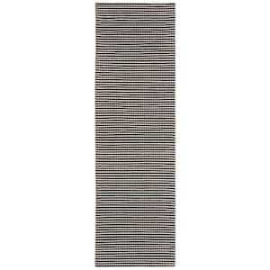 Natura Ivory/Black 2 ft. x 10 ft. Striped Solid Color Gradient Runner Rug