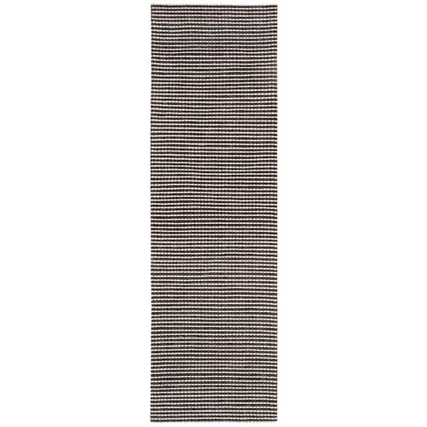 Natura Ivory/Black 2 ft. x 10 ft. Striped Solid Color Gradient Runner Rug