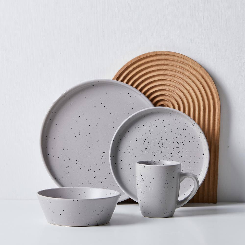 Jade Light Gray Ceramic 32-Piece Dinnerware Set, Service for 8