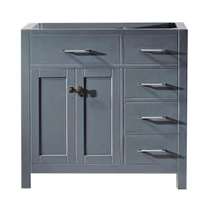 Caroline Parkway 36 in. W x 22 in. D x 35 in. H Bath Vanity Cabinet without Top in Gray