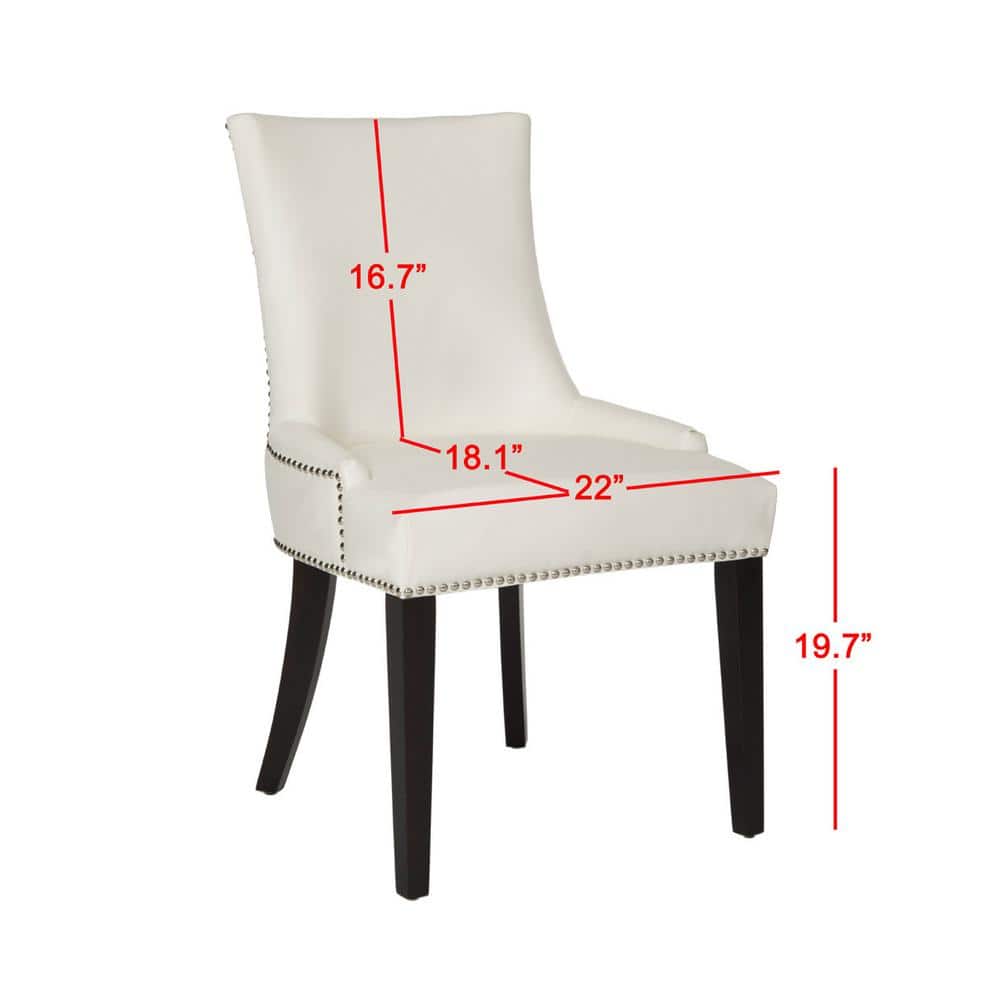 Elegant White Leather Upholstered Side Chair with Birch Wood Legs