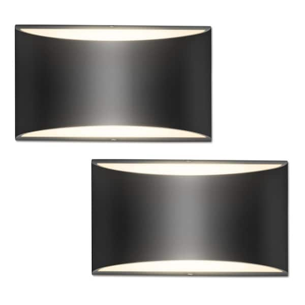 8.03 in. Black 1-Light Modern Lantern Wall Sconce, Up and Down Mount Light for Living Room and Hallway (2-Pack)