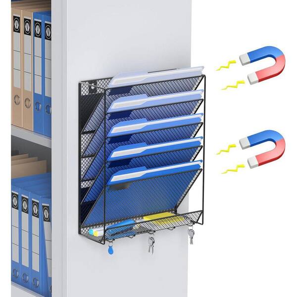 6-Tier Magnetic Wall Hanging Magazine Rack, Metal Paper Folder