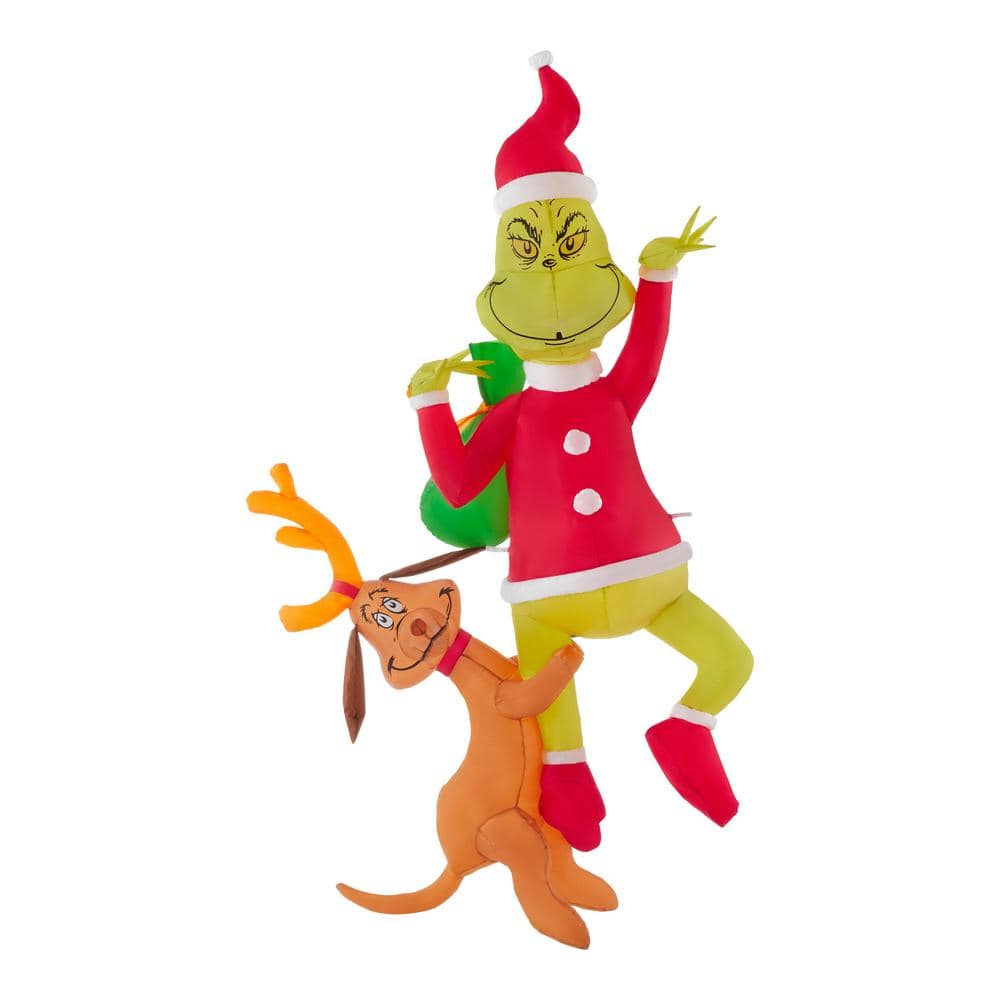 Dr. Seuss 6 ft Pre-Lit LED Airblown Hanging Grinch with Max Christmas Inflatable