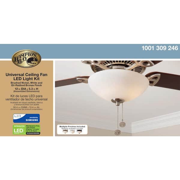 Hampton Bay Universal 12 In Led Ceiling Fan Light Kit Ac421lkled The Home Depot - Are Light Kits Universal For Ceiling Fans