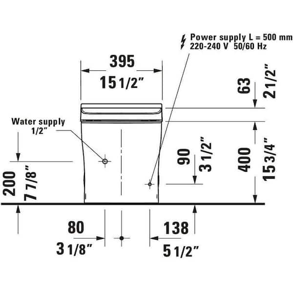 Duravit SensoWash U 1-Piece 0.92 GPF Dual Flush Elongated Toilet