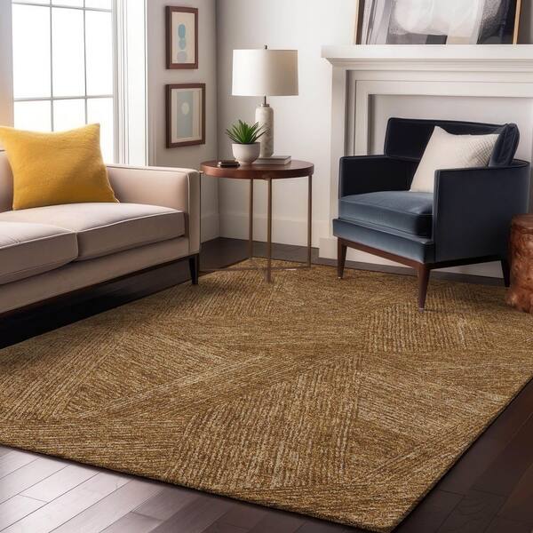 Mayfield Premium Machine Washable Abstract AMF991 Gold 10 ft. x 14 ft. Area Rug