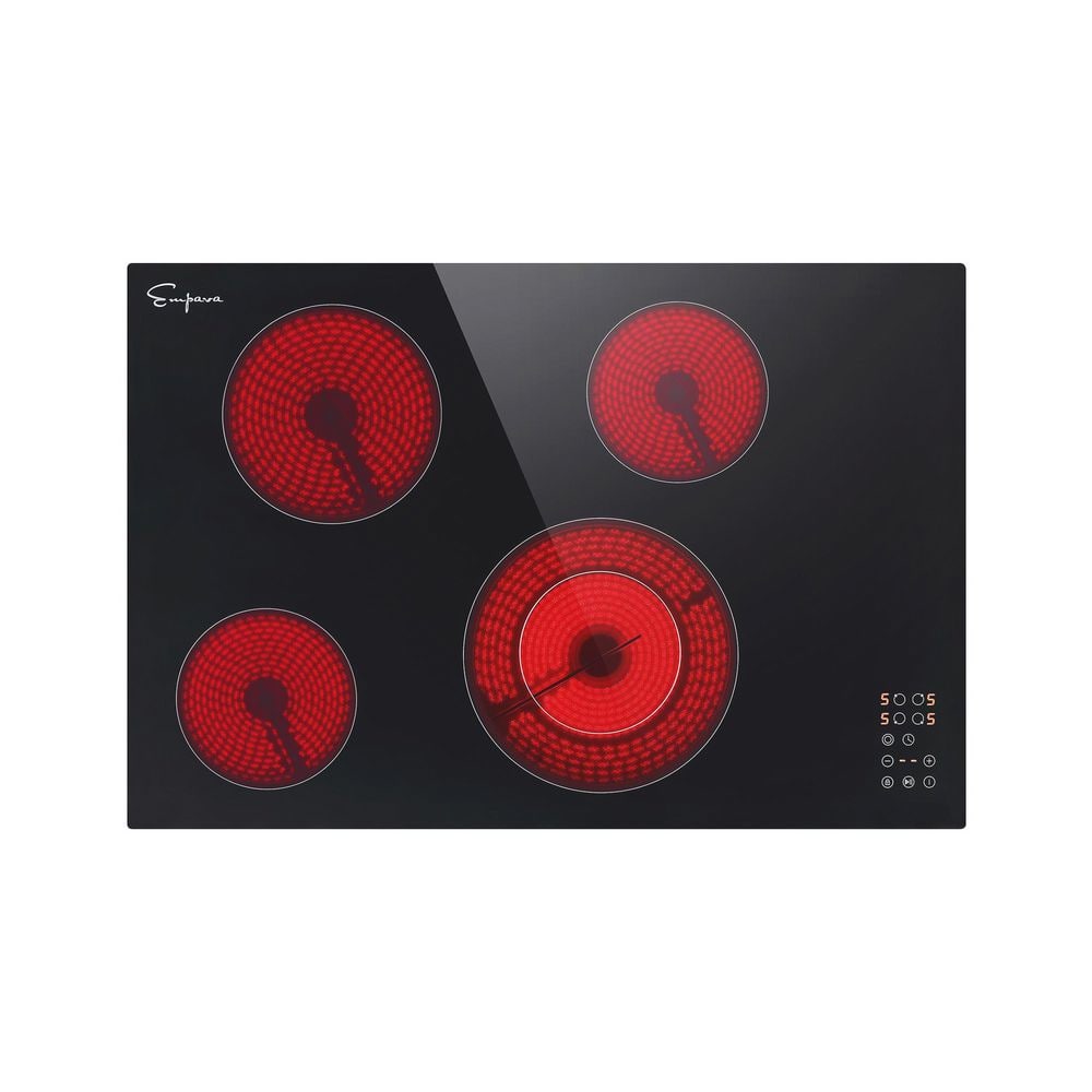 30 in. ETL-Certified 4 EGO Heating Elements Electric Radiant Cooktop 240V 6700W Built-In Stove, Ceramic Glass, Black