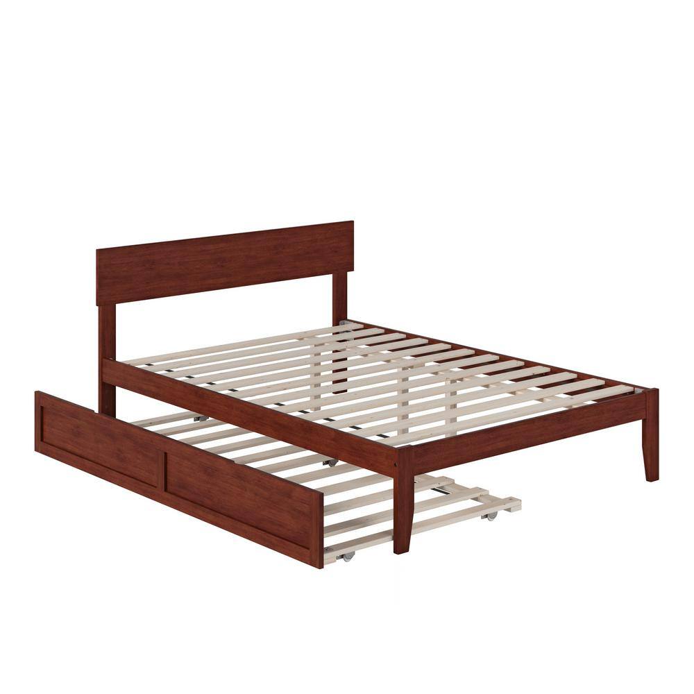 Walnut Full Platform Bed with Trundle and Drawers