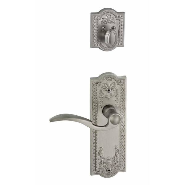 Grandeur Parthenon Single Cylinder Satin Nickel Combo Pack Keyed Alike with Bellagio Lever and Matching Deadbolt