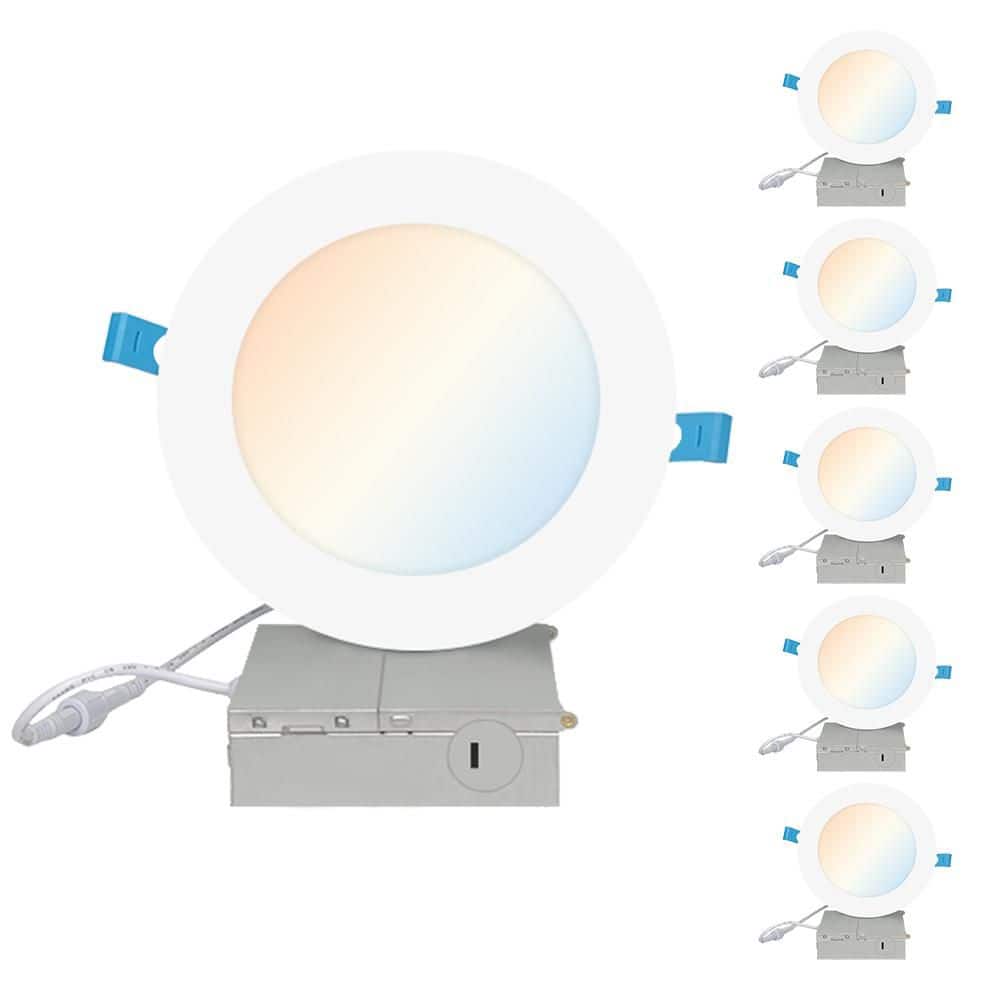 6 in. 5CCT Selectable 12-Watt 1200 Lumens Ultra-Thin Canless LED Recessed Light Flush Mount Dimmable Wet Rated 6-Pack price history on PriceWatchPro