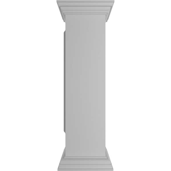 Ekena Millwork Plain 40 in. x 10 in. White Box Newel Post with Peaked Capital and Base Trim (Installation Kit Included)
