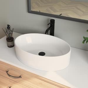 DeerValley Horizon 20 in. Oval Ceramic Vessel Sink in White, Faucet not Included