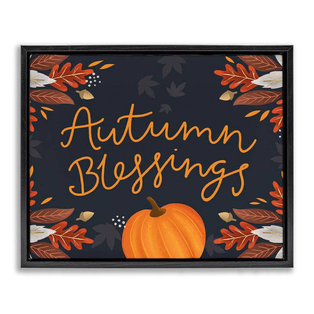 Autumn Blessings Fall Leaves by Louise Allen Designs Black Floater Frame Graphic Typography Art Print 31 in. x 25 in. price history on PriceWatchPro
