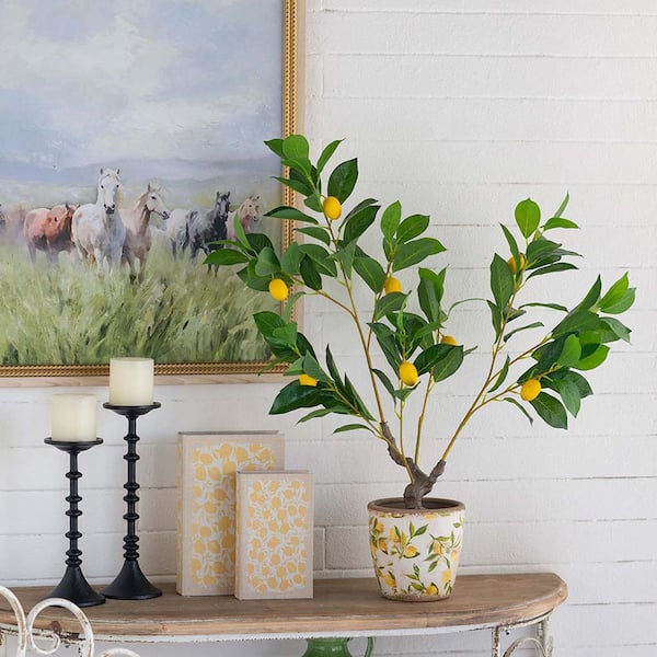 Unbranded 2.6 ft. Small Artificial Lemon Tree Pre-Potted Fake Lemon Plant for Home House Office Decor