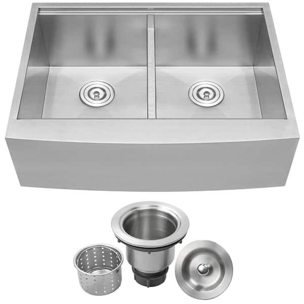 Ticor Bryce Zero Radius Farmhouse Apron Front 16-Gauge Stainless Steel ...