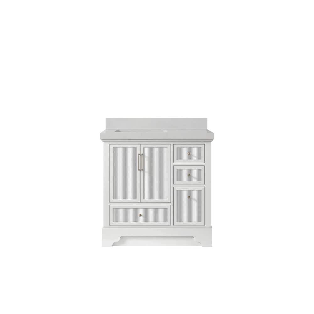Alys 36 in. W. x 22 in. D x 36 in. H Single Left Offset Sink Bath Vanity in White with 2 in. Carrara Qt. Top price history on PriceWatchPro