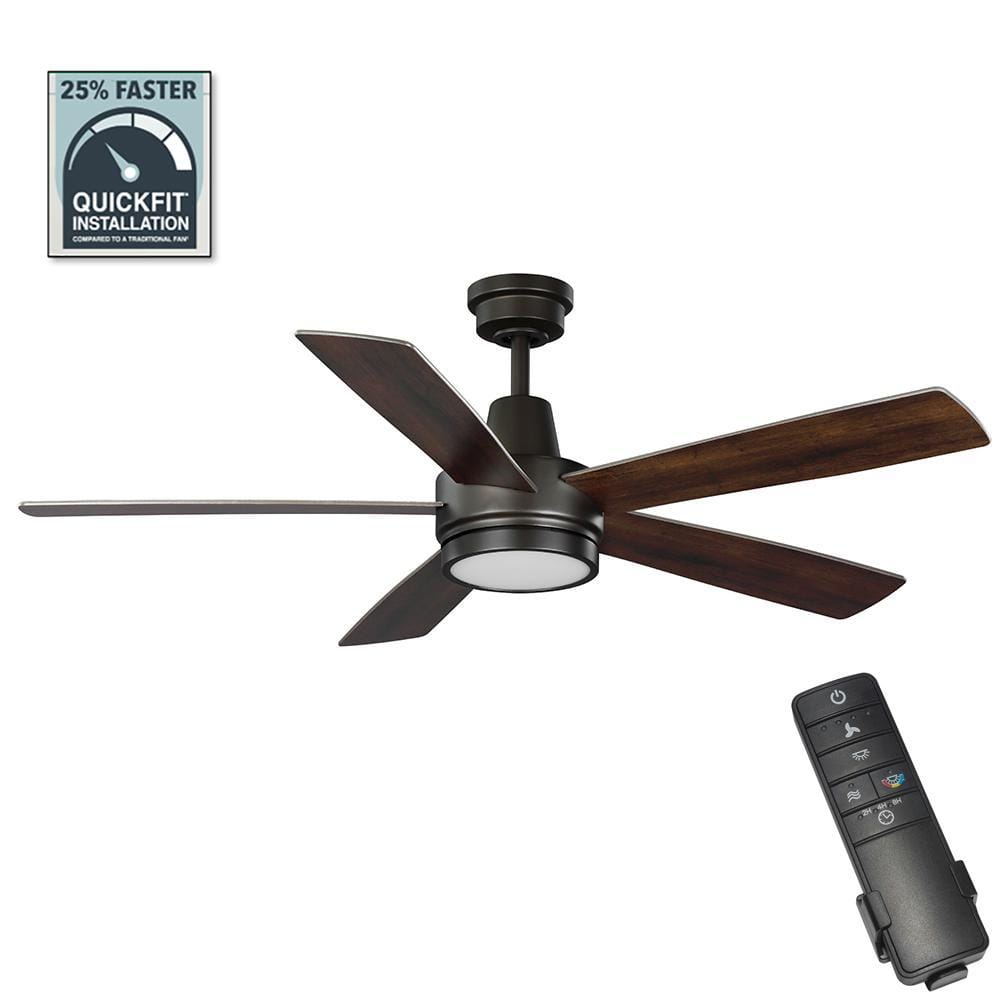 Hampton Bay Fanelee 54 in. White Color Changing LED Bronze Smart Ceiling Fan with Light Kit and Remote Powered by Hubspace