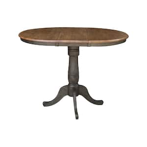 36 in. x 48 in. Hickory/Coal Solid Wood Dining Counter-height Pedestal Table