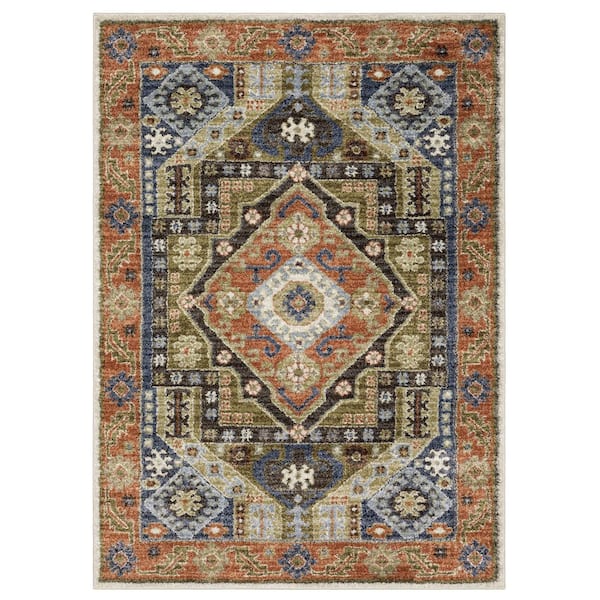 Gia 10 ft. x 13 ft. Rust/Blue Oriental Area Rug