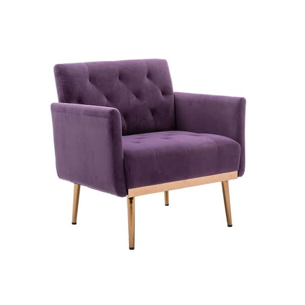 VERYKE 31.10 in. Purple Polyester Leisure Single Accent Chair with Rose Golden Feet