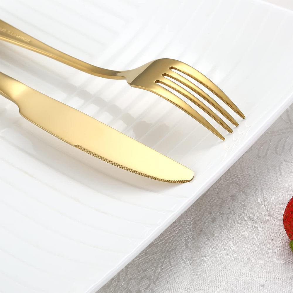 20-Piece Gold Stainless Steel Flatware Set for 4