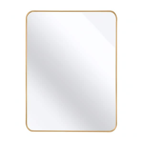 Unbranded Gold 30 in. W x 40 in. H Art Deco Rectangle Aluminum Alloy Framed Mirror Wall Mirror Bathroom Mirror