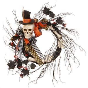 24 in. Wreath Halloween Skeleton
