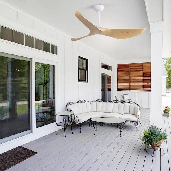 52 in. Indoor/Outdoor White Ceiling Fan with Remote Control and Reversible Motor