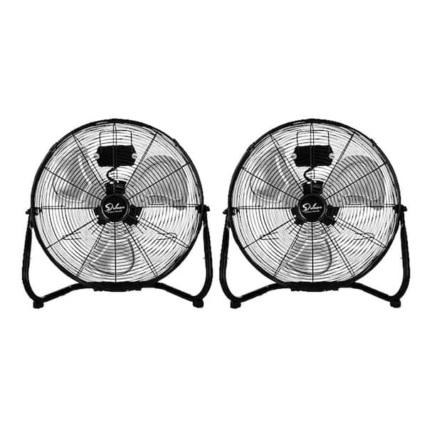 18 in. 1-Box Black 4012 CFM 3-Speed Round High Velocity Air Movement Floor Fan (2-Pack)