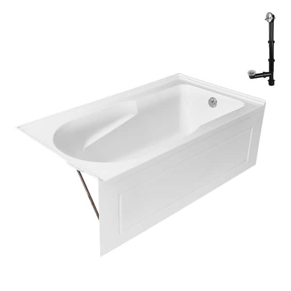 GA-309-20-CH 60 in. x 32 in. Acrylic Soaking Alcove Bathtub in Glossy White with Right-Hand Drain in Polished Chrome
