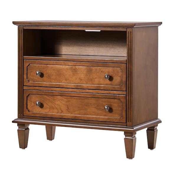 JAYDEN CREATION Juiien Traditional Farmhouse Solid Wood 2 Drawers