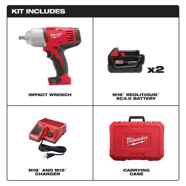 Milwaukee•2663-22•18-Volt•1/2” Impact Wrench Set•With Friction Ring•2-3.0Ah•New! 