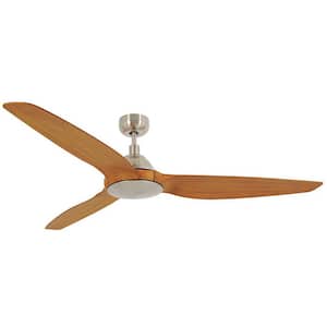 60 in. Brushed Chrome and Teak Type A DC Ceiling Fan