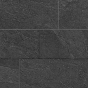 Slate Black 12 in. x 24 in. Stone Look Porcelain Floor and Wall Tile (13.56 sq. ft./Case)