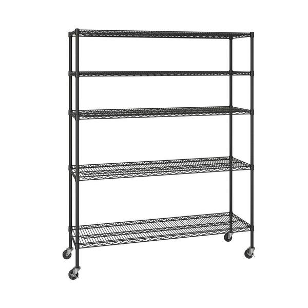 Seville Classics UltraDurable Black 5-Tier NSF-Certified Wire Steel Garage Storage Shelving Unit (60 in. W x 72 in. H x 18 in. D)