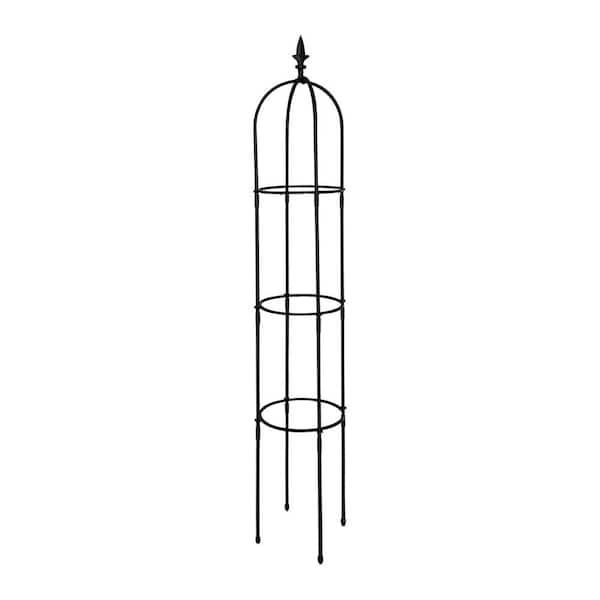 Phewnyzo 64.2 in. Light-Weight Rustproof Black Plastic Coated Metal Tall Tower Garden Obelisk Trellis Stand
