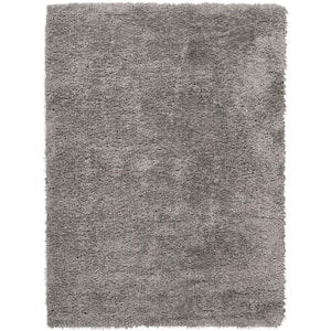 Lush Shag Grey 5 ft. x 7 ft. Abstract Plush Contemporary Area Rug