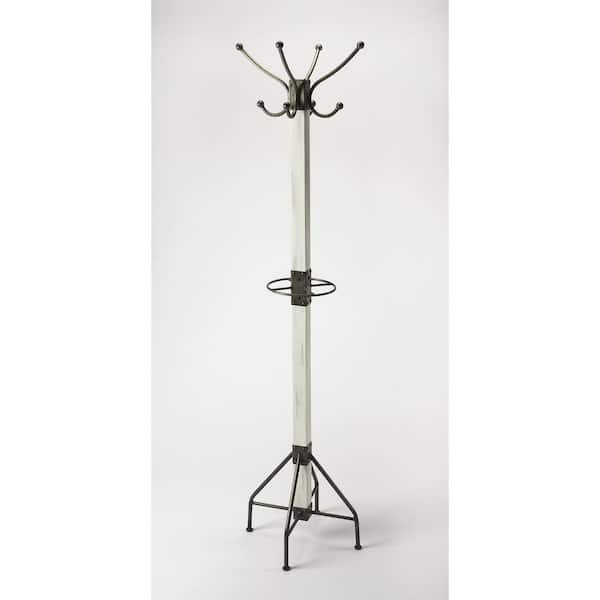 HomeRoots Charlie 74 in. White Freestanding with Umbrella Holder