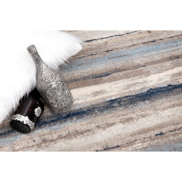 Havana Blue Brown, 2 ft. x 17 ft. Scandinavian Indoor Contemporary Runner Rug