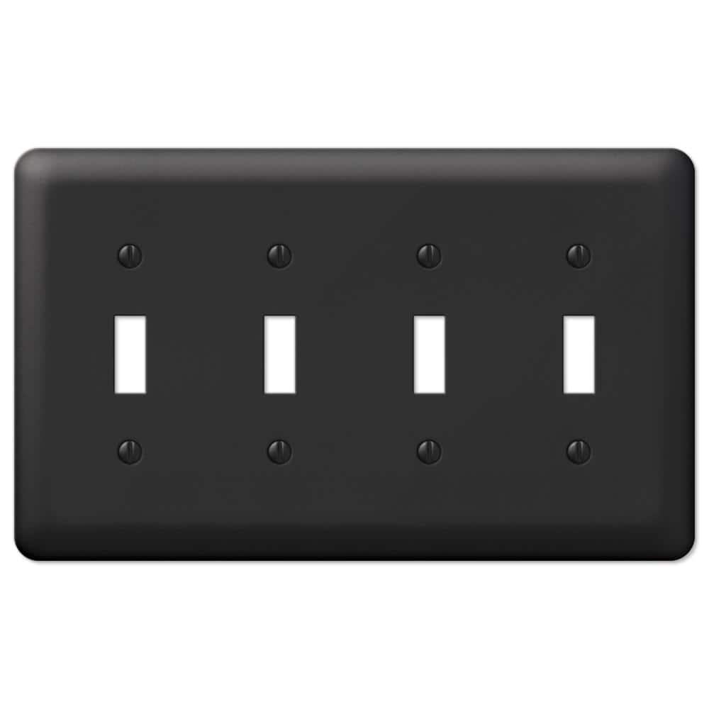 Black Steel Quad Toggle Wall Plate