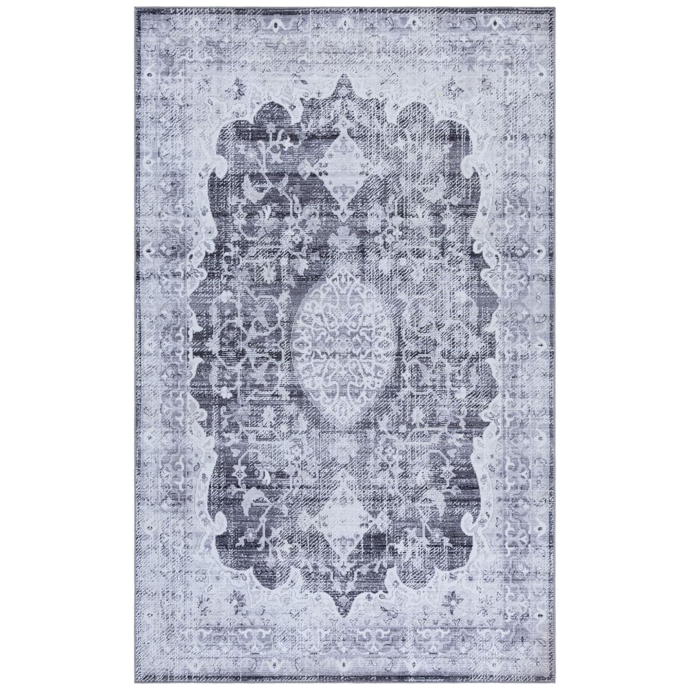 Tucson Dark Gray/Light Gray 5 ft. x 8 ft. Machine Washable Abstract Medallion Border Area Rug price history on PriceWatchPro
