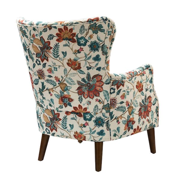 JAYDEN CREATION Leonhard 28.5 in. Red Floral Fabric Wingback JAYDEN CREATION Leonhard 28.5 in. Red Floral Fabric Wingback