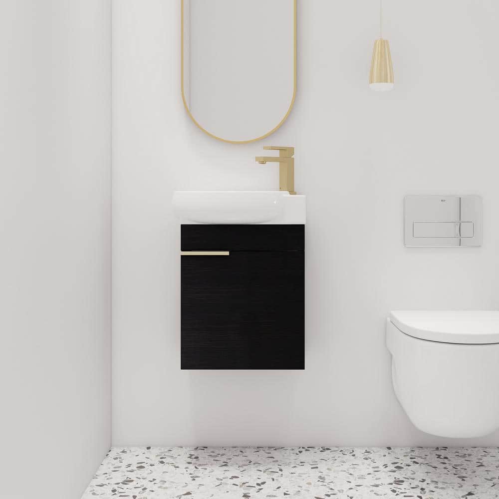 16.8 in. W x 11.6 in. D x 21.3 in. H Single Sink Wall-Mounted Bath Vanity i