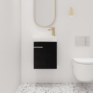 16.8 in. W x 11.6 in. D x 21.3 in. H Single Sink Wall-Mounted Bath Vanity in BlackChestnut with White Ceramic Vanity Top