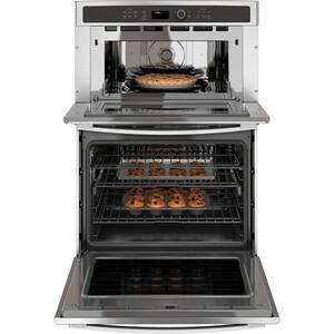 Profile 30 in. Double Electric Wall Oven with Convection Self-Cleaning and Built-In Microwave in Stainless Steel