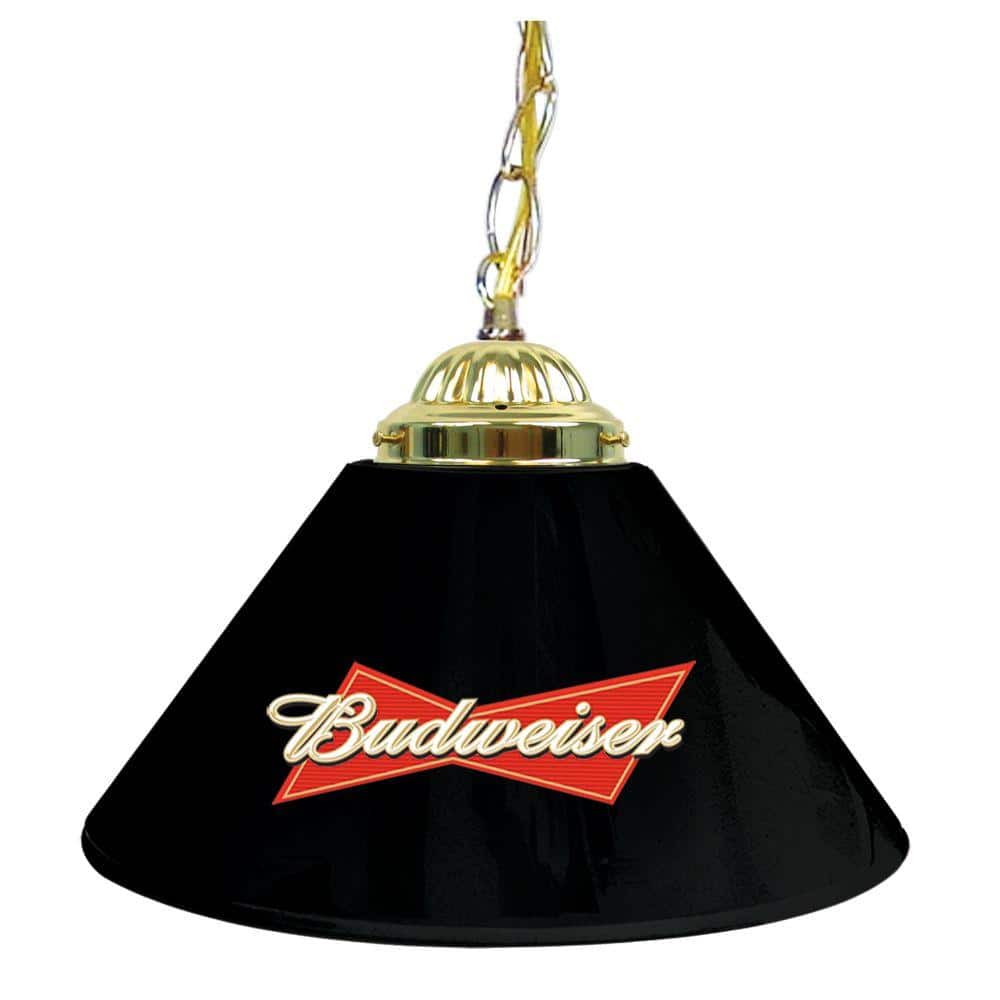 Trademark Global Budweiser 14 in. Single Shade Black and Brass Hanging Lamp  AB1200-BUD - The Home Depot