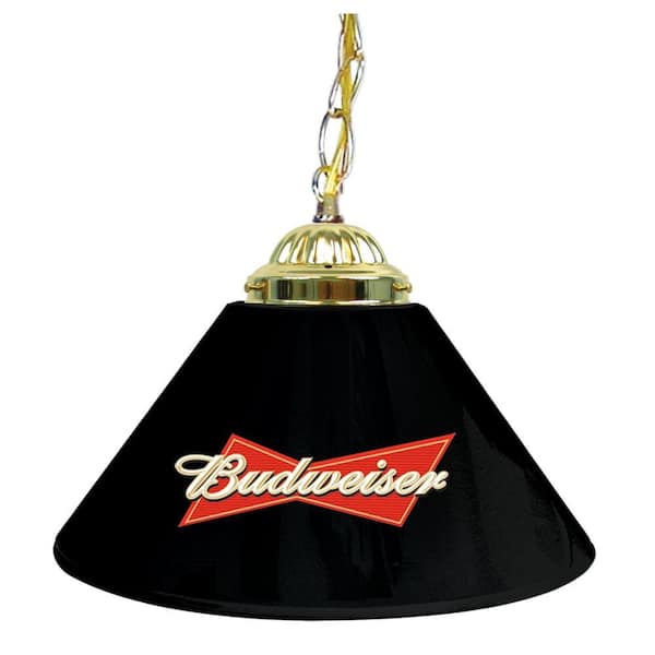 Trademark Global Budweiser 14 in. Single Shade Black and Brass Hanging Lamp